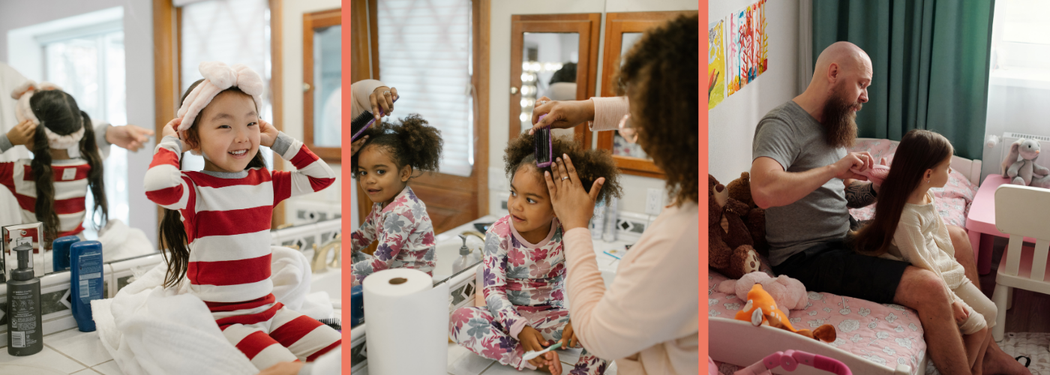 kids getting their hair done in the morning