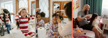 kids getting their hair done in the morning