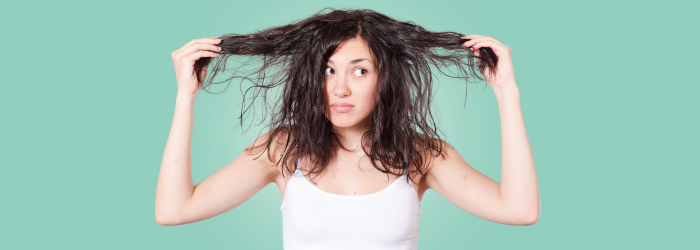 frustrated woman with curly hair