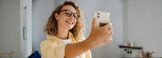 woman happy with her curly hair